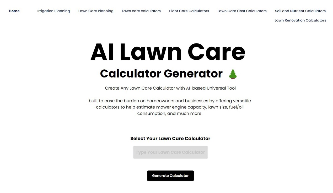 
              AI Lawn Care Calculator Generator            
